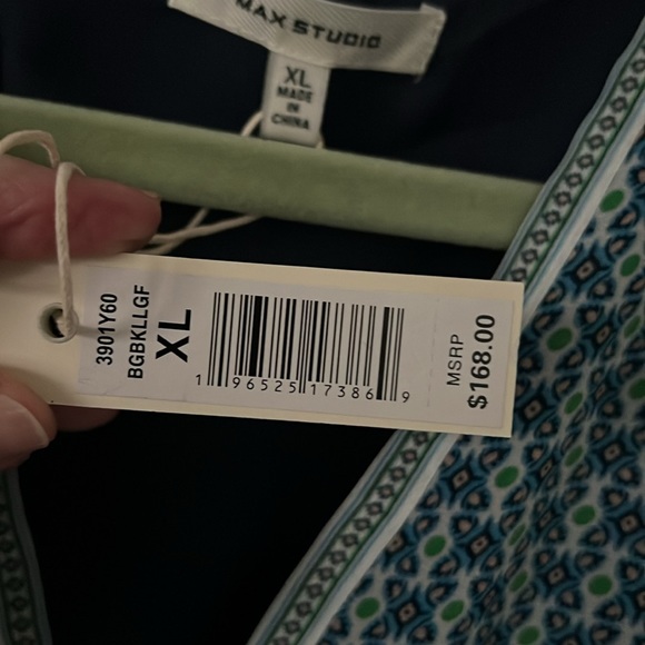 Max Studio Maxi Dress V-neck short sleeves tiered NWT XL - Picture 10 of 10